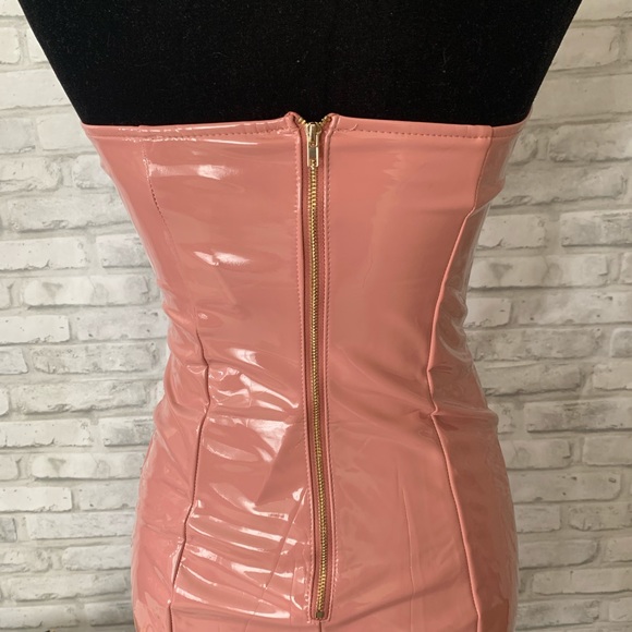 Small mauve pink liquid vinyl PU latex dress - Picture 3 of 8
